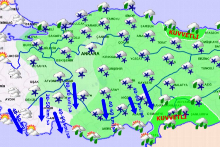 Ege ve Marmara kıyıları hariç kar uyarısı